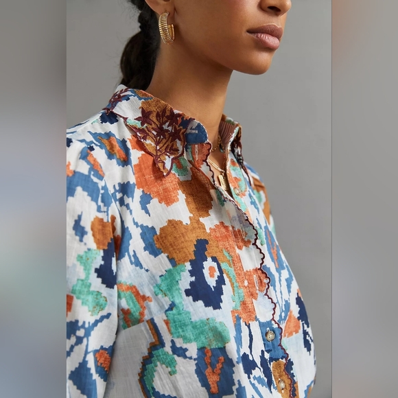 💘 Anthropologie Embroidered buttondown shirt - Picture 2 of 8